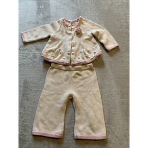 Piper & Posie Boutique Baby Outfit Pink & Cream‎ Sweater And Pants Set 3-6 Month